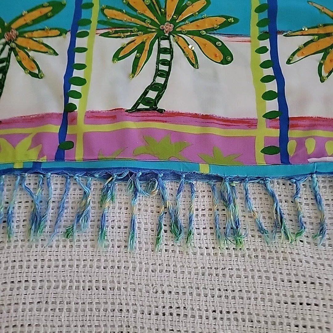 Vintage SPA Crop Top Sz Med-Lg-Hawaiian Beaded-Embellished Fringed-Art to Wear