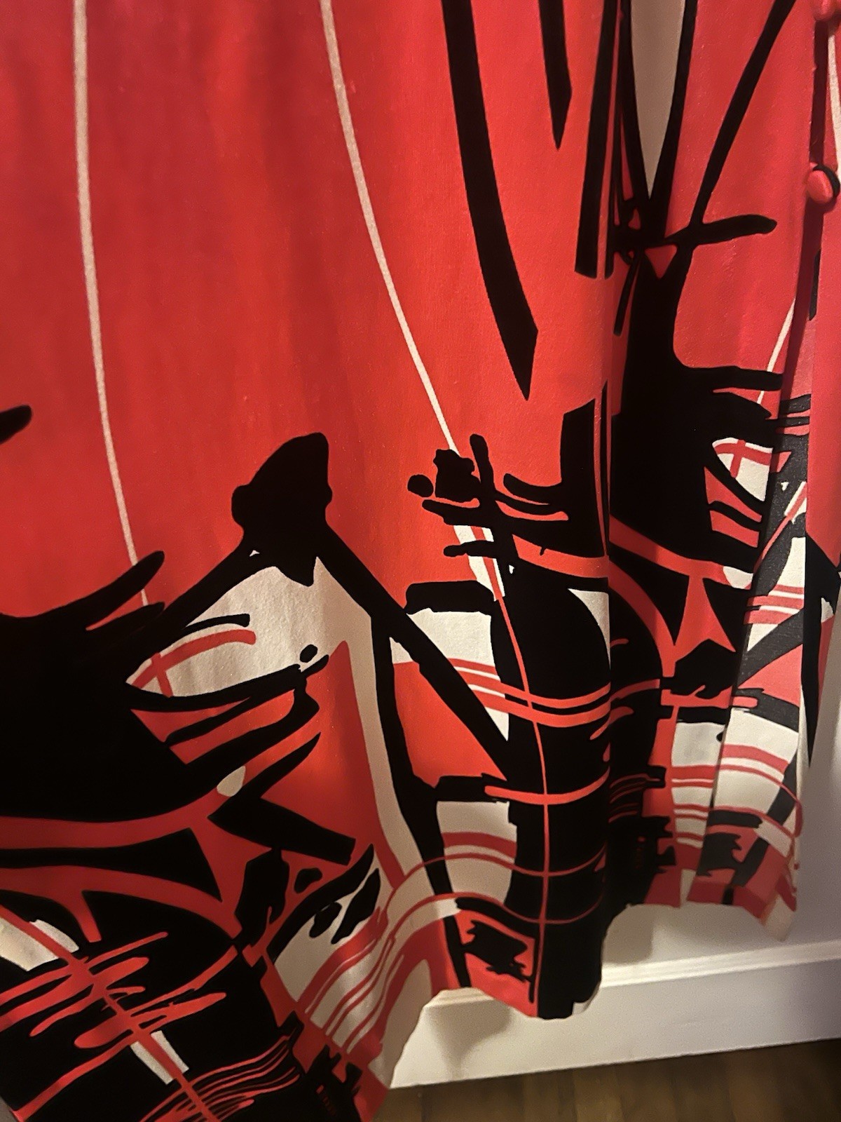 Vintage 70s Jantzen Halter Maxi Dress | Abstract Print | Orange + Black | Size M