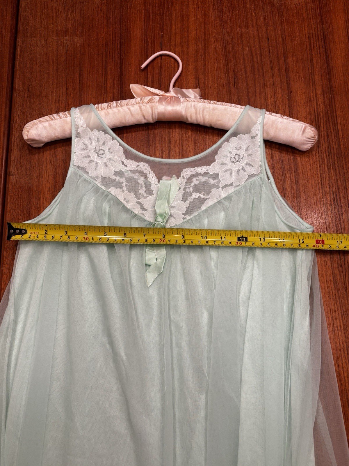 VTG 1960s Sears Roebuck Mint Green Layered Babydoll Nylon Chiffon Nightie Small