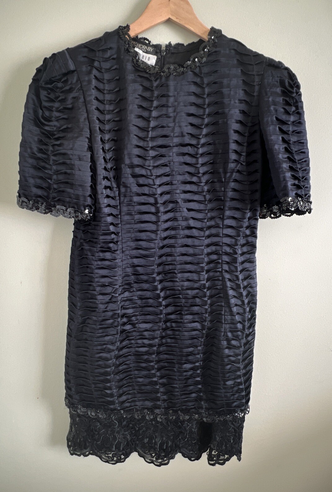 Vintage 80’s Judy Hornby Couture Magnin Black Sequin Dress Size 6 In Excellent