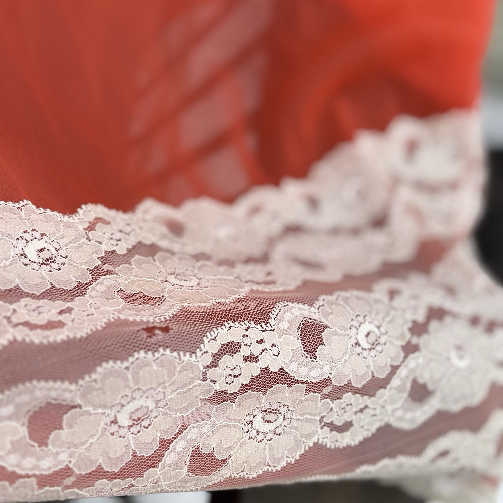 Vtg Intime Nightgown & Robe Double Chiffon Peignoir Set Flame Orange Sweep S M +