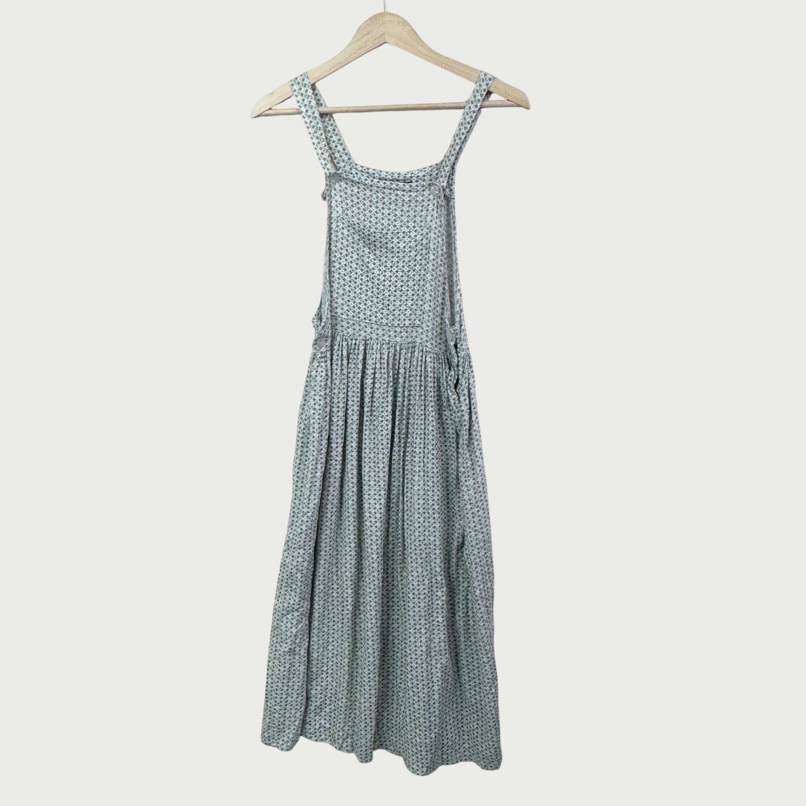 All That Jazz Pinafore Dress 5/6 Green Floral Vintage 90s Rayon Cottagecore