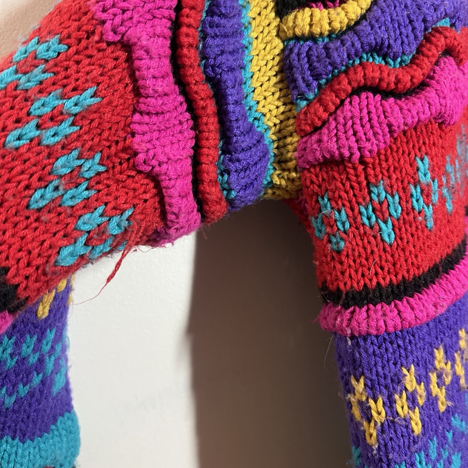 Vtg IVY Multi-color 3D Coogi Style Cable Knit Sweater Acrylic Size M Cosby Mock