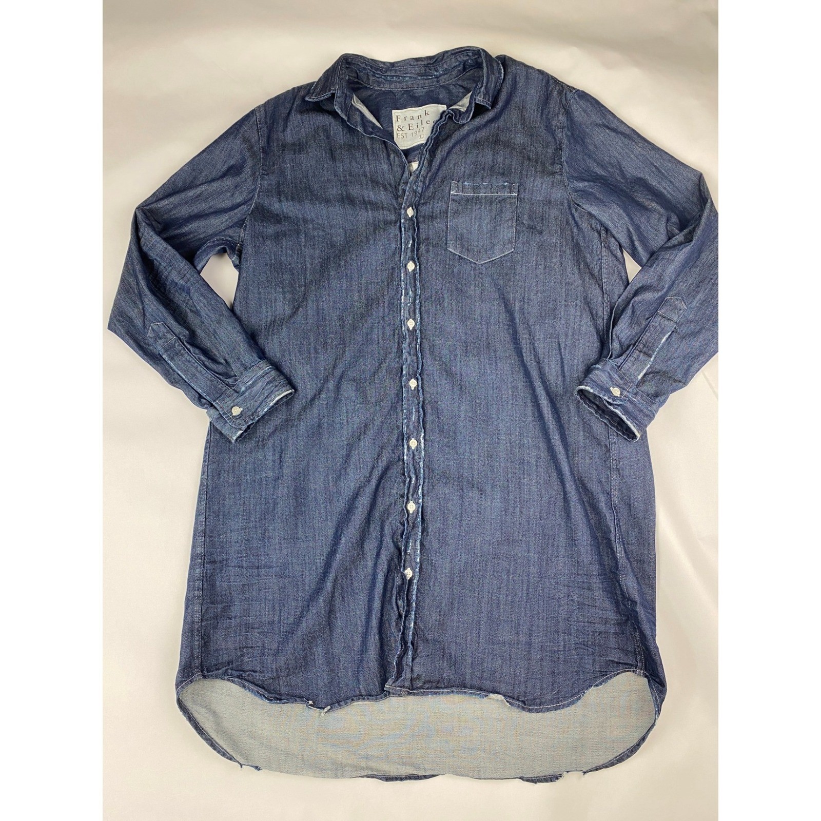 Frank & Eileen Mary Shirtdress Women&rsquo;s Size Large Dark Wash Distressed
