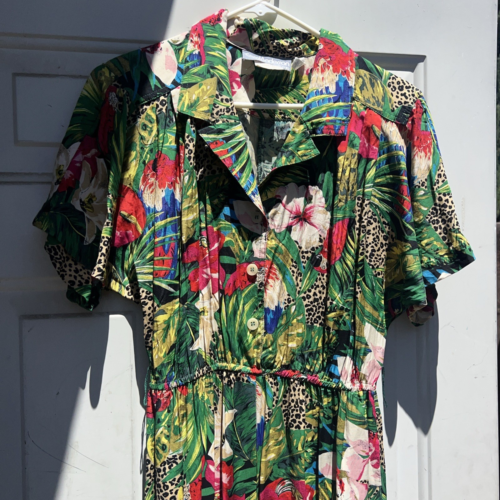 Vintage Carole Anderson Tropical Jumpsuit Viscose SZ 9/10 S/M Pants