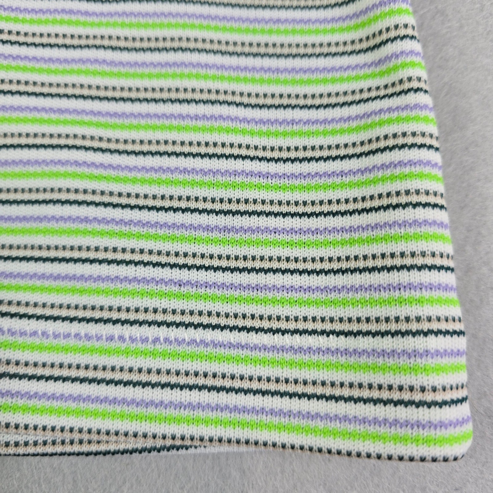 Vintage Striped Knit Ribbed Tank Top Womens Small Green Purple Retro Hippie 70s