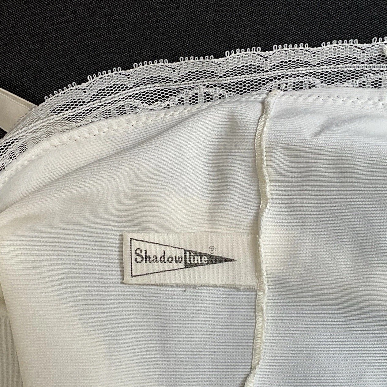 Vintage SHADOWLINE Full Figure White Lace Edge Full Slip Sz 40