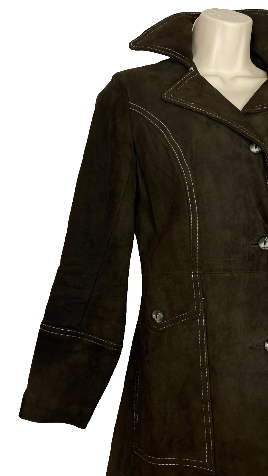 Vintage 1970s dark brown suede jacket JOSEPH MAGNIN XS genuine leather boho