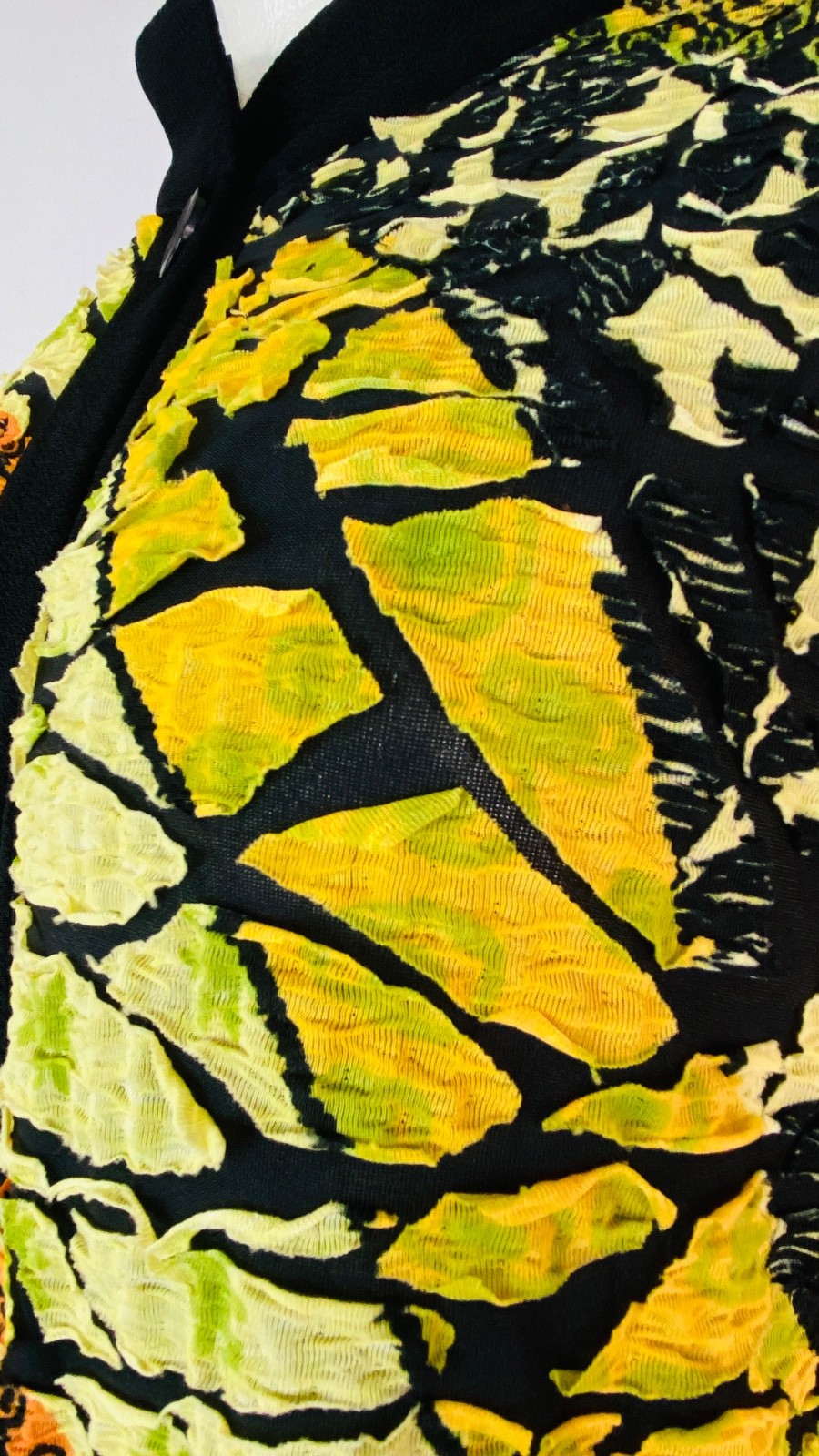 Vintage 1990s long yellow duster jacket XL semi sheer lightweight orange green