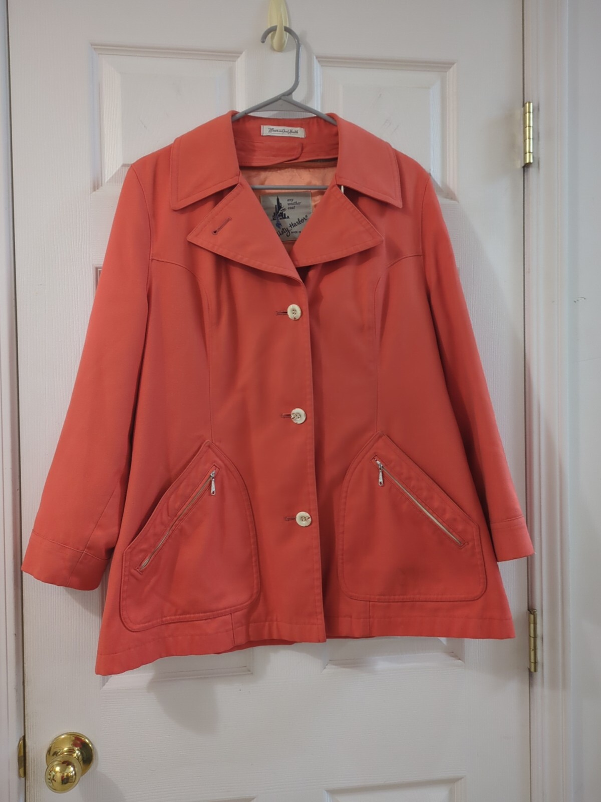 Vintage Misty Harbor Women&rsquo;s Orange Jacket Coat Wool Removable Liner Size 16