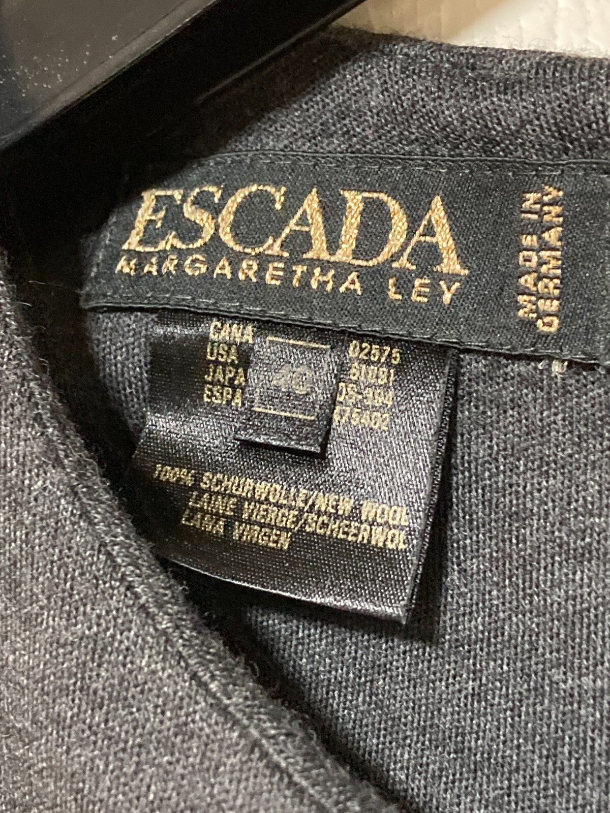Vintage Dark Grey Wool Escada Margaretha Ley Dress EU40 w/Removable Cuffs R