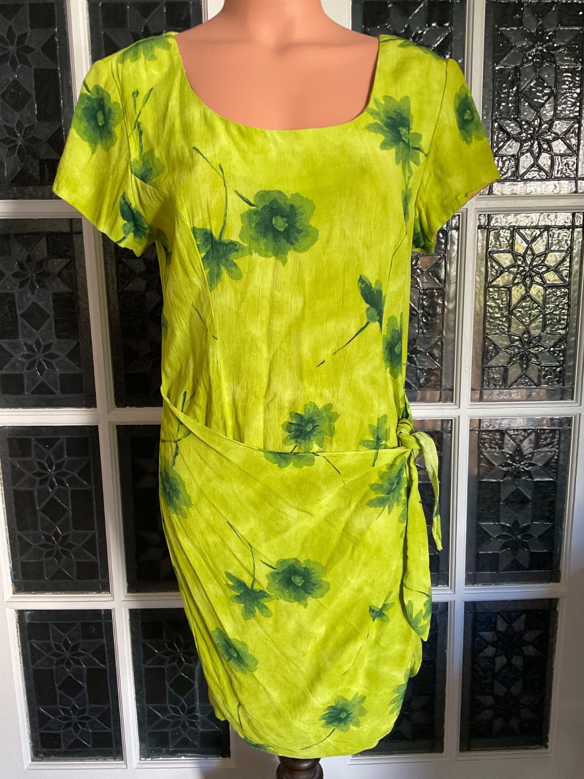Vintage 90s Jessica Howard Tropical Floral Print Wrap Midi Dress USA Sz. 10