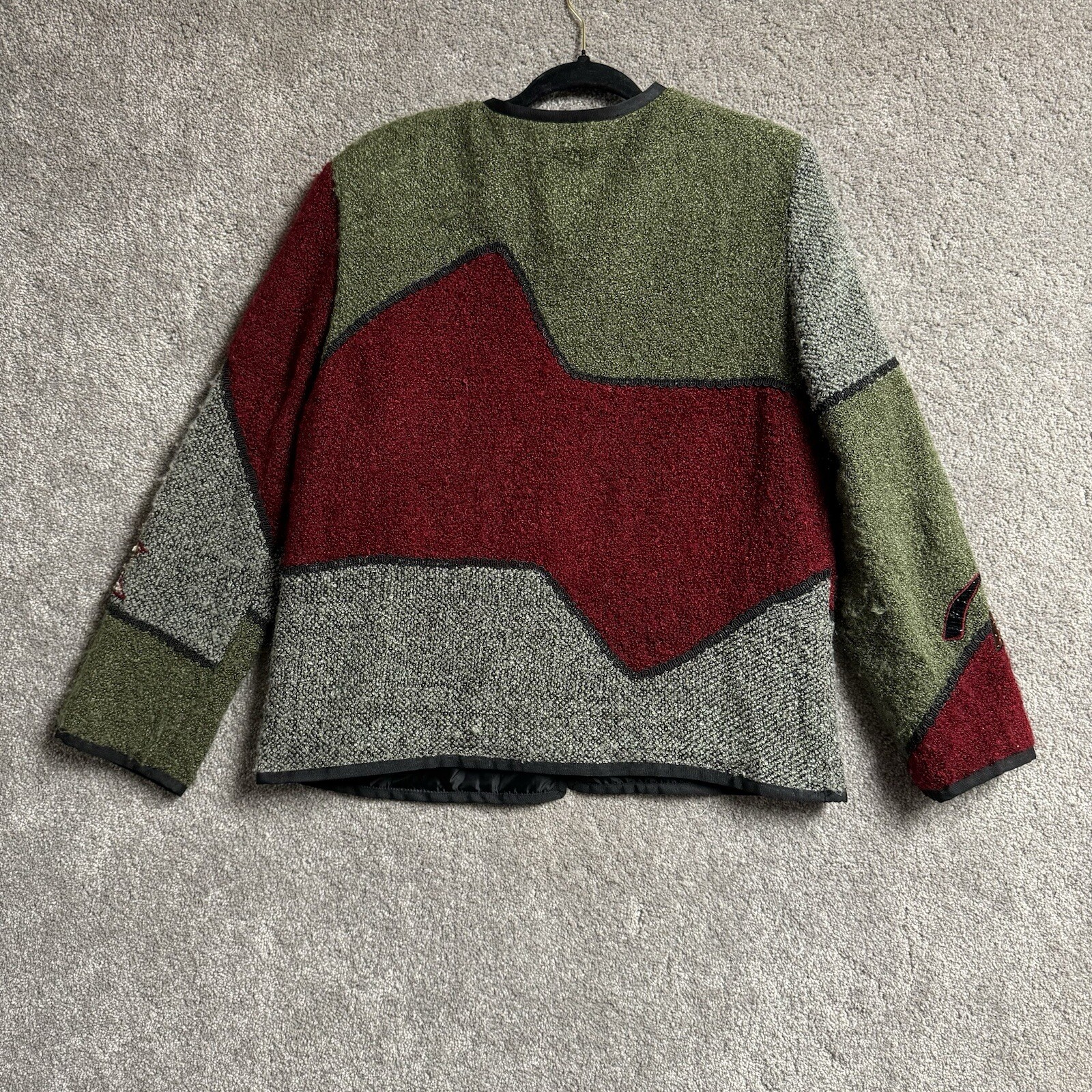 Vintage 80s 90s Womens Lined Jacket Medium Avant-Garde Art to Wear Patchwork