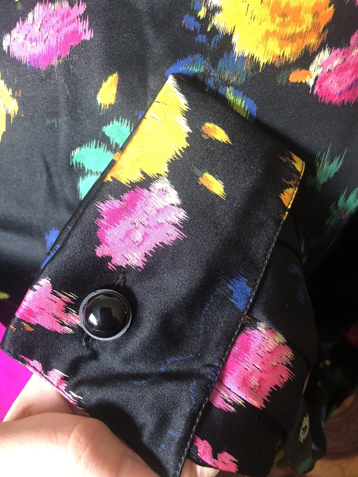 Vintage Emanuel Ungaro For Bergdorf Goodman Floral Silk Blouse, French Cuffs