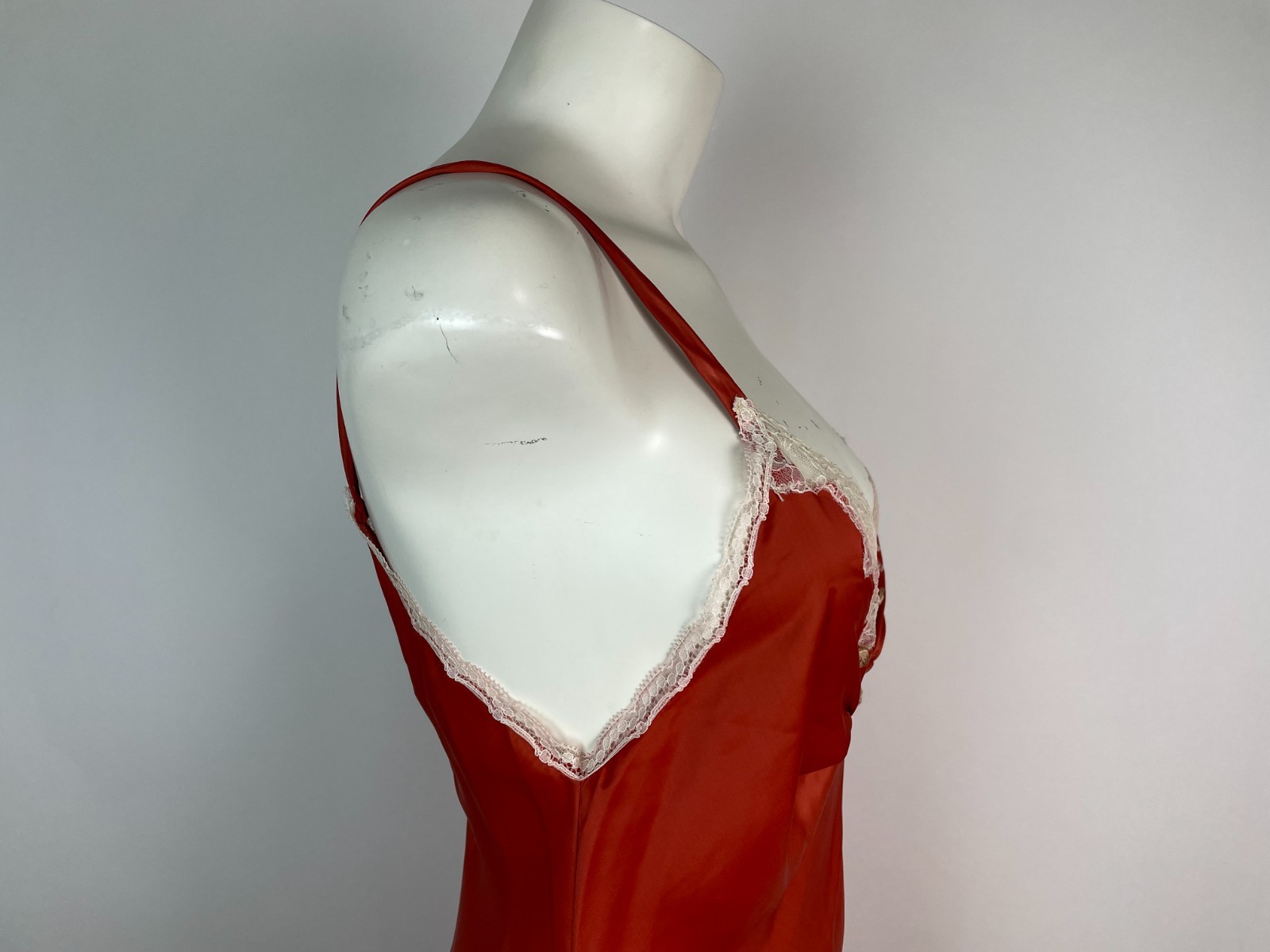 DEADSTOCK GILDA Vintage Bias Cut 1960 70s Satin Copper Rust Bias Cut SlipDress S