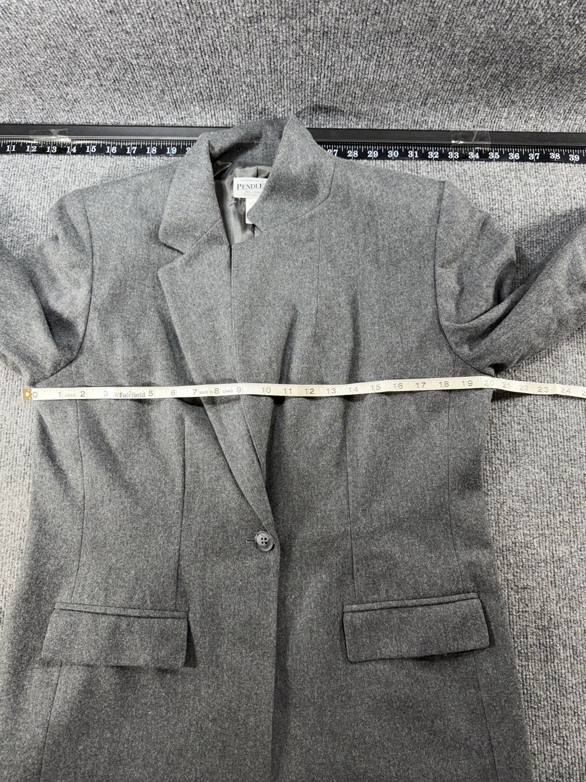 Vtg Pendleton 100% Wool 2-Pc Women&rsquo;s Dark Gray Suit Blazer S 12, Pants S 12