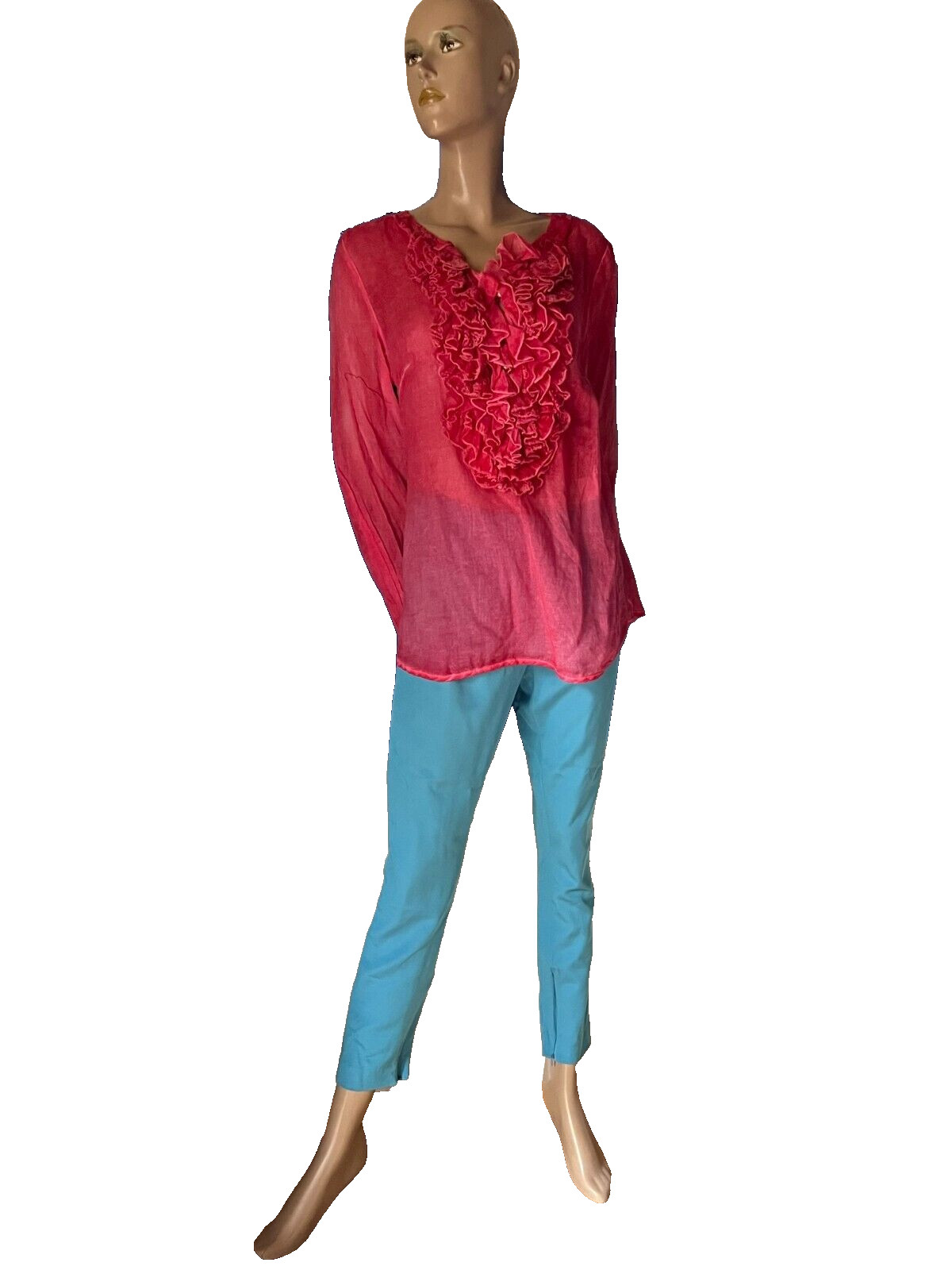 Versace Collection Trousers Turquoise Slim Fit Y2K Summer Designer IT44 DE 38/40