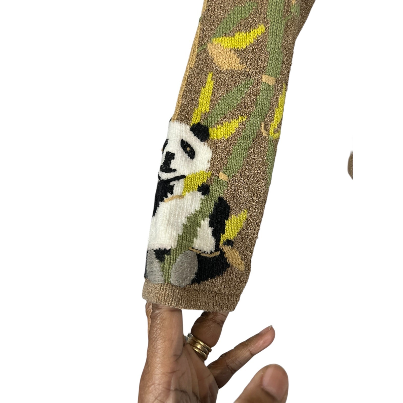 Bellepointe Vintage Panda & Bamboo Design Knit Cardigan – Size Small