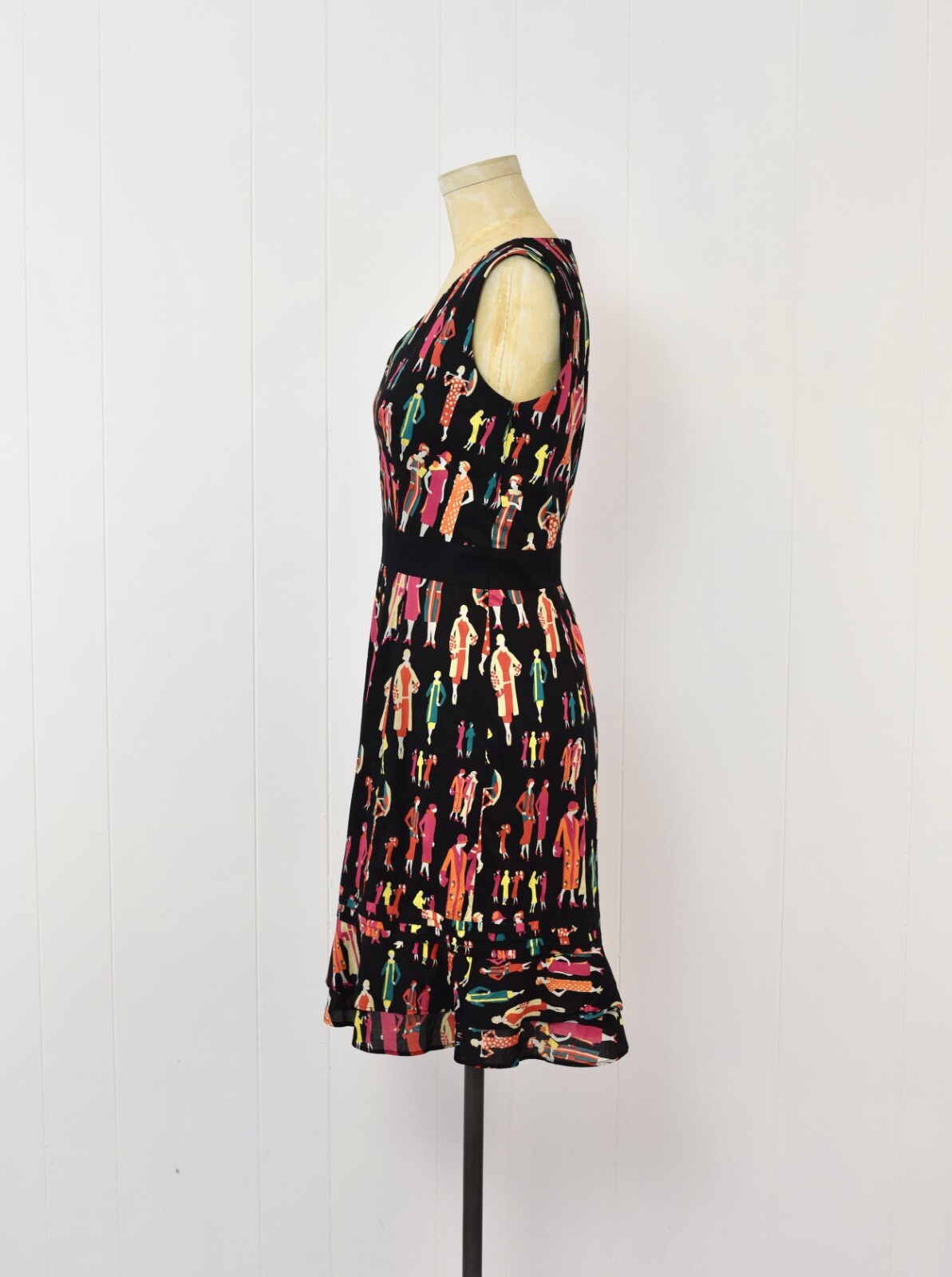 1990s/2000s Y2K Flapper Ladies Art Deco Novelty Print Kay Unger New York Dress