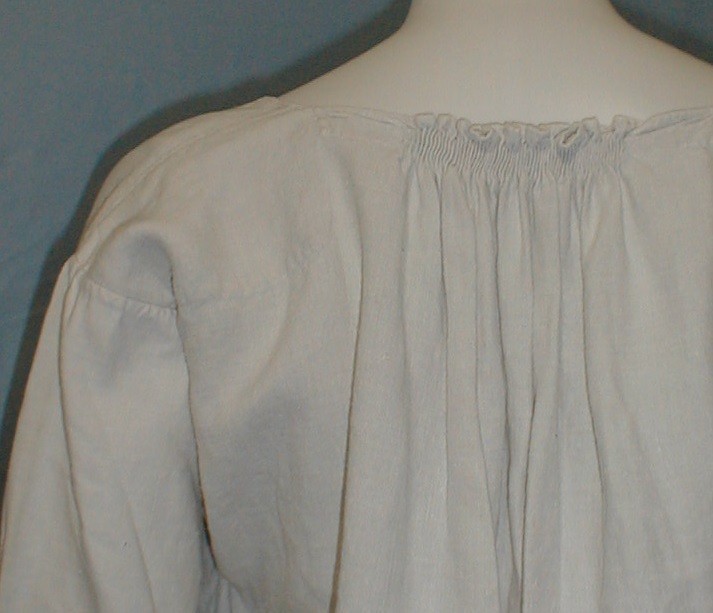 Antique 1820 Regency Nightgown Hand Stitched Home Spun Linen w/ Initials