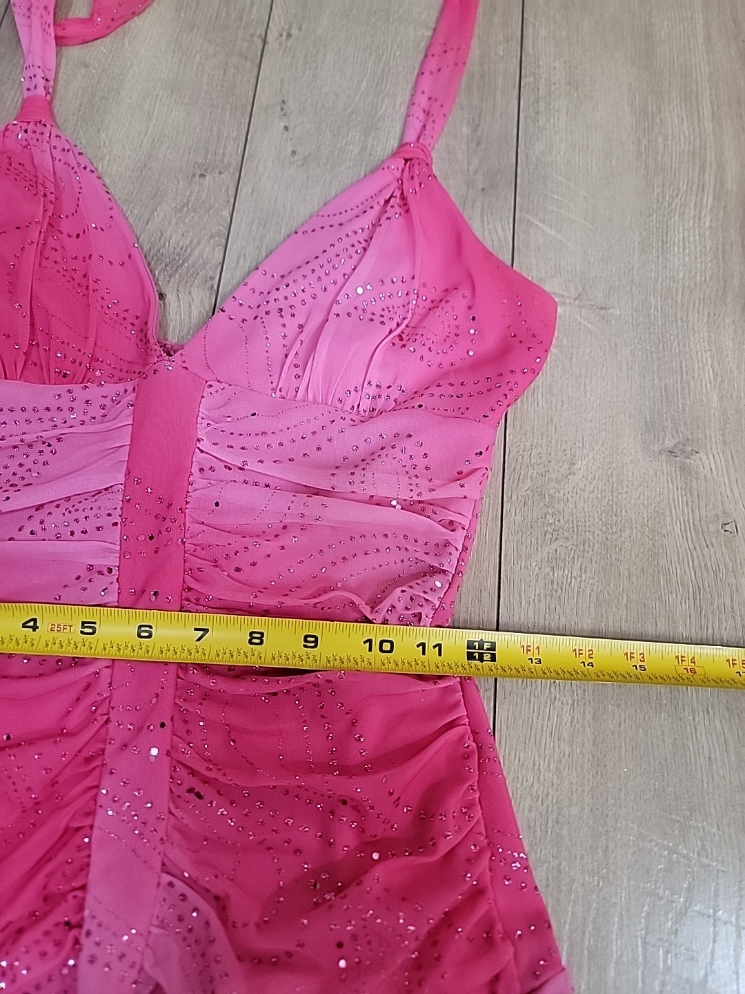 Y2K Taboo Pink Ombre Glitter Dress Asymmetrical Hem Halter Midi VTG 2000s Medium