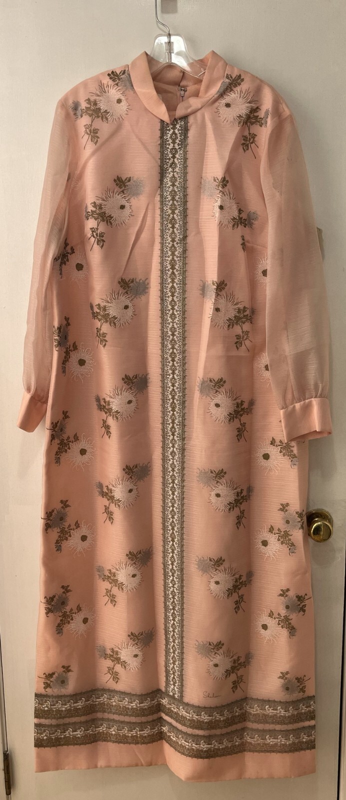 Vintage Lady Shaheen Pink Maxi Dress Signed Front & Back Size 20