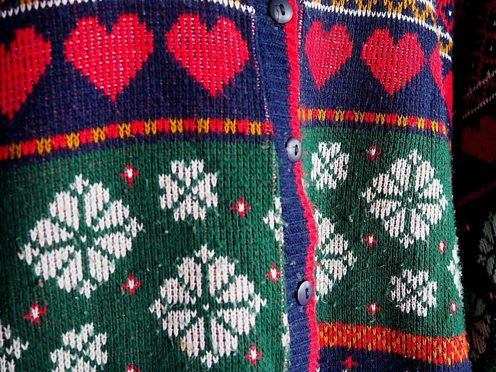 VTG United States Sweaters Winter Holiday Multicolor Knit Cardigan Womens Sz L