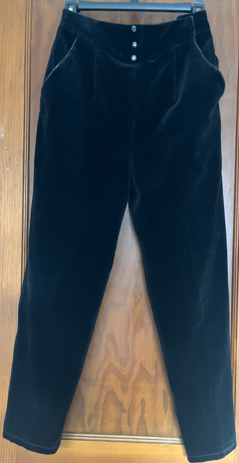 Vintage 80s Niedieck Women&rsquo;s Black Velvet High Rise Tapered Pants Sz 28×26