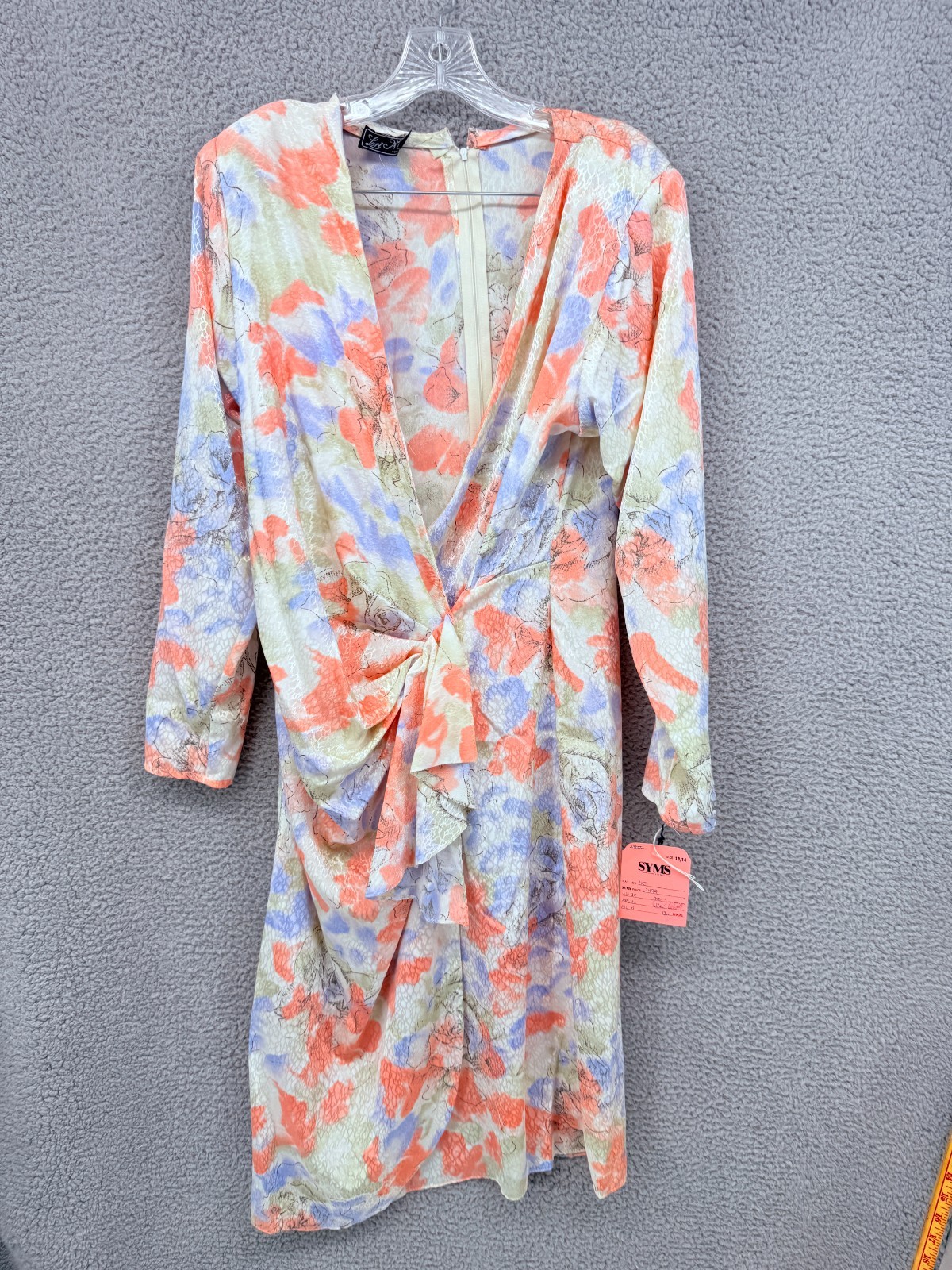 DeadStock Vtg Lori Max 80s Size 13/14 Floral Print Dress Dramatic Gathered Waist