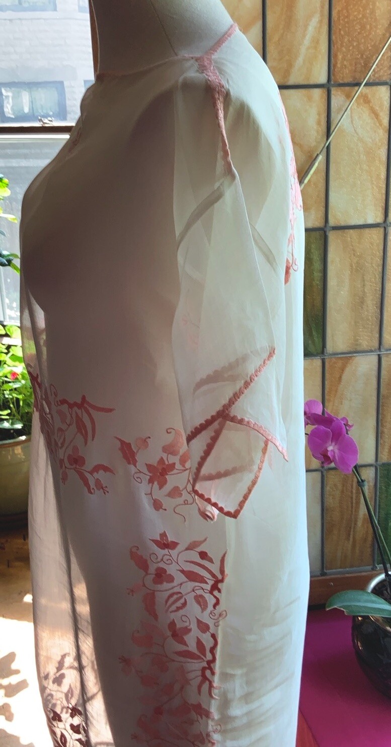 Silk Organza Exquisite Vintage Dress Handmade In France