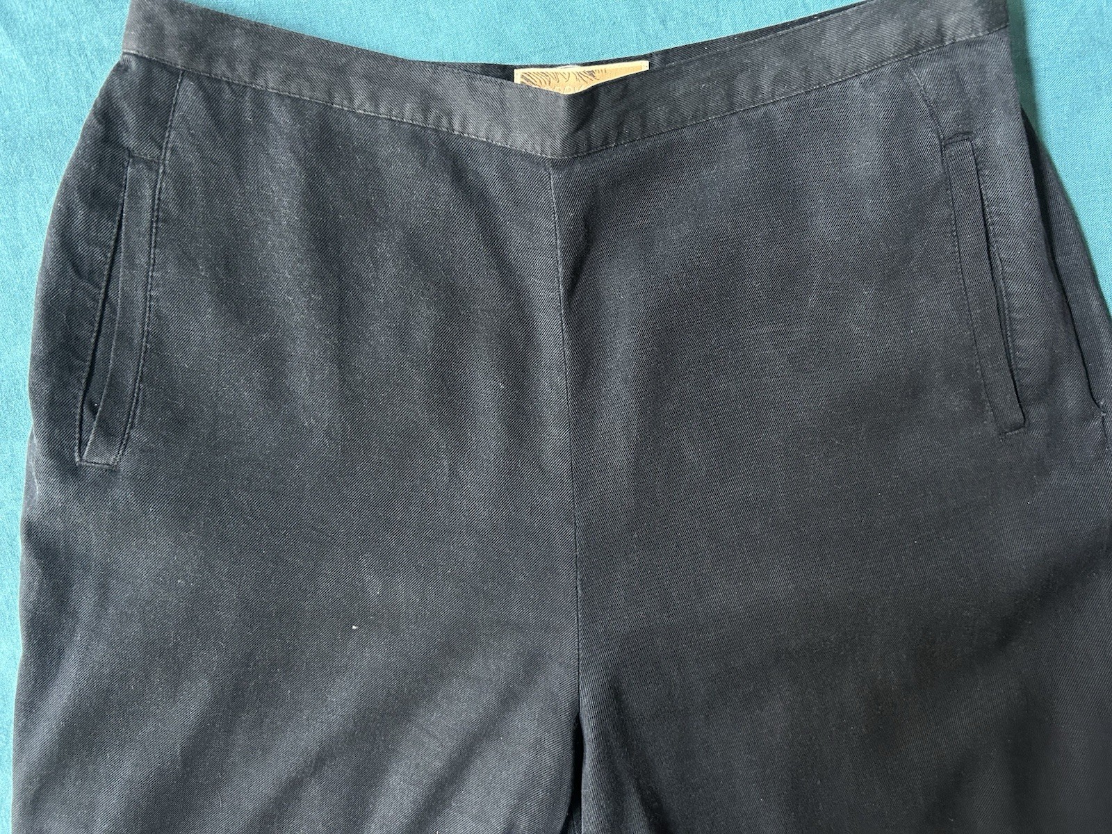 90s Capri Pants Black Silk Cotton Bobby Chan High Waist Pedal Pushers Sz 8 29” W