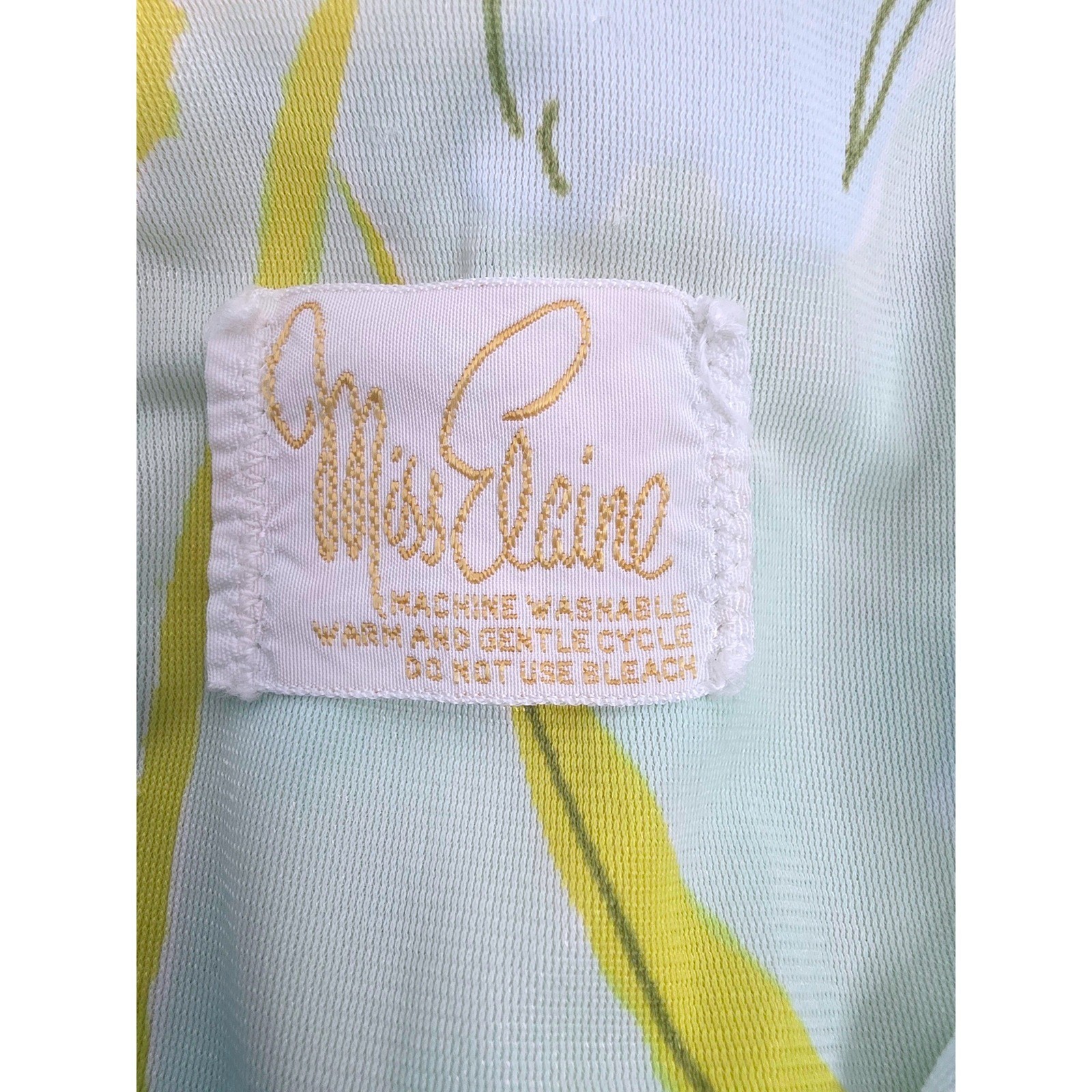 Vintage Miss Elaine Pastel Floral Zip Front House Coat Duster Blue Yellow M/L?