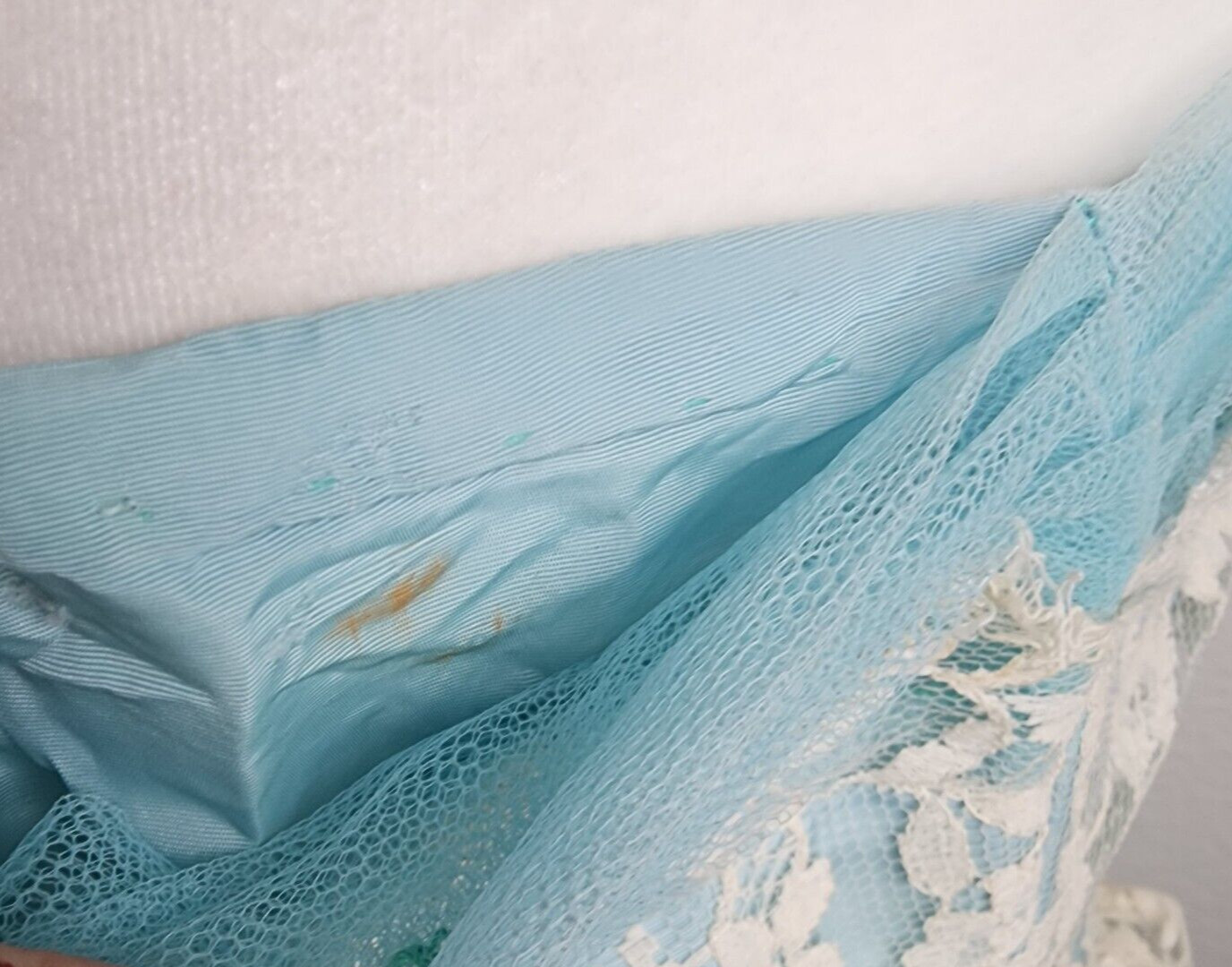 Vintage 1950s Strapless Turquoise Tulle Lace Prom Dress Cupcake Party Talon Zip