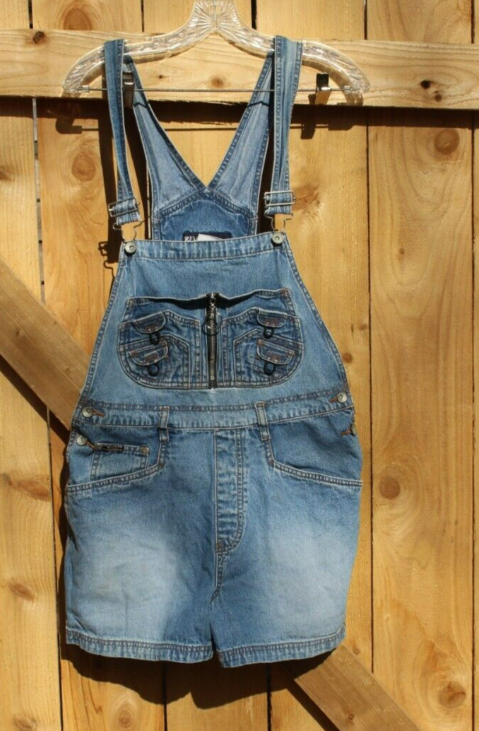 Vintage Made in Hong Kong Revolt Jean Overalls Shorts Large