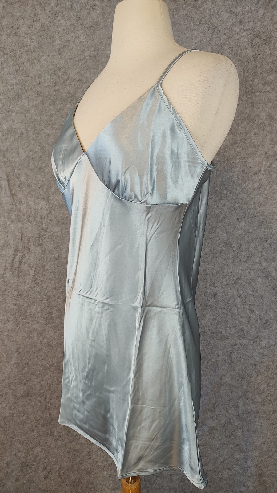 90s Y2K Vintage Slip Dress Size Small Powder Blue Shiny Coquette Fairy Chemise