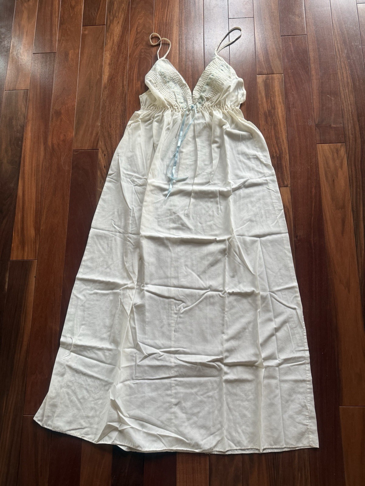Vintage C&A Nightgown Women’s Spaghetti Straps Blue Accents Size 44