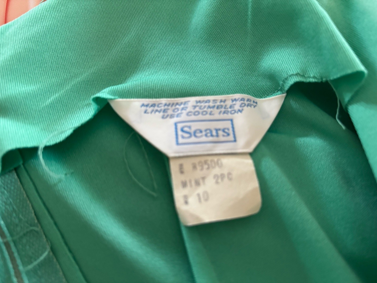 VTG 70’s Fit Flair SEARS TURQUOISE GREEN Disco DRESS accordion Pleats – S