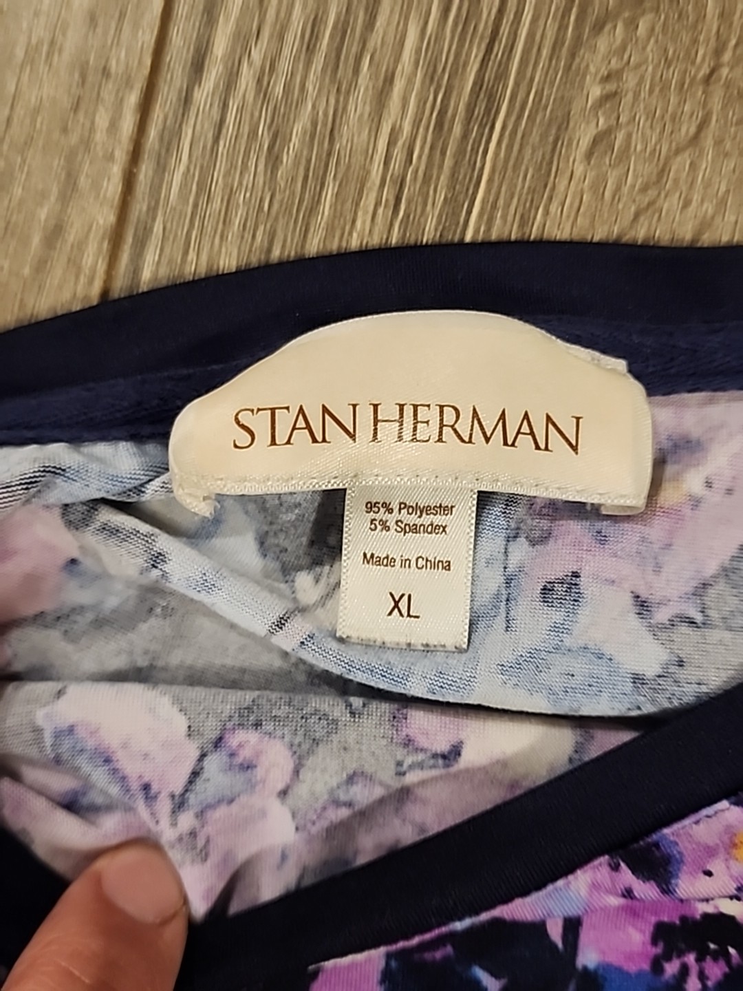 Stan Herman Violets Nightgown Night Dress Stretch Pockets Floral Sz XL Shirt