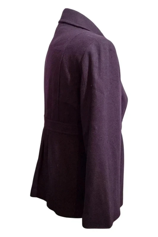 Vintage Wool Blend Short Coat Purple Plum Bow Ribbon Retro Cottagecore Jackie O