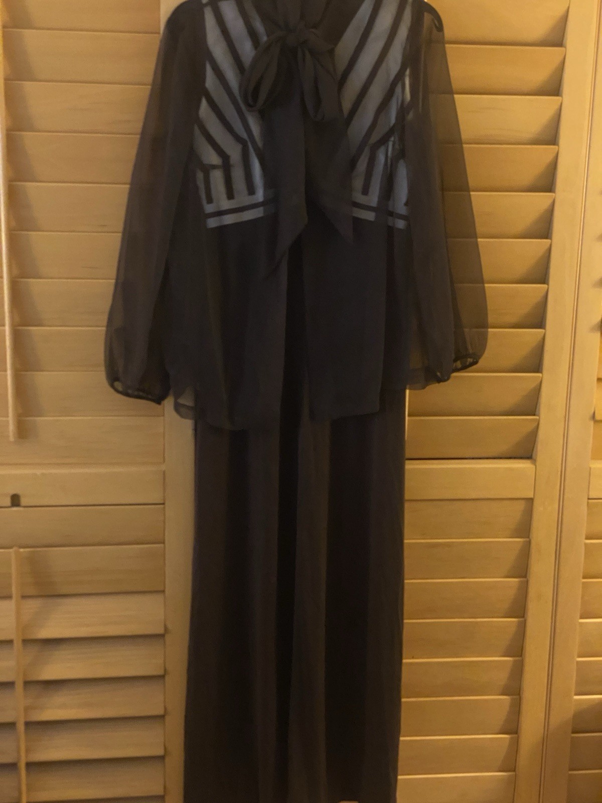 Vintage 70’s Lee Jordan Chevron Evening Gown With Sheer Bow Jacket