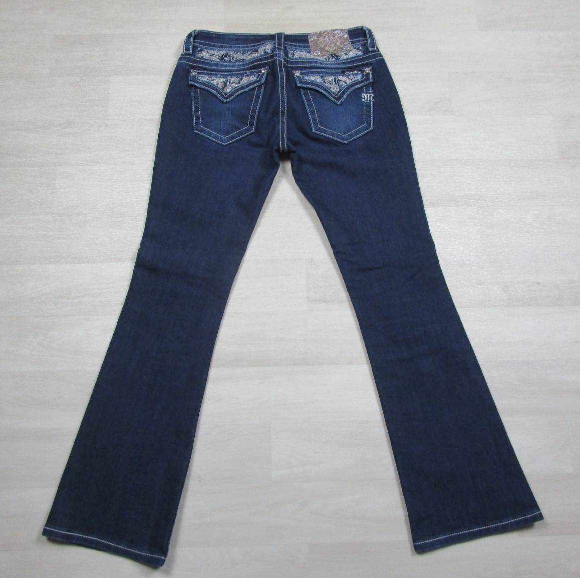 Miss Me Jeans Womens (28) Low Rise Signature Boot Biker Y2K Flap Pocket JE8178BR