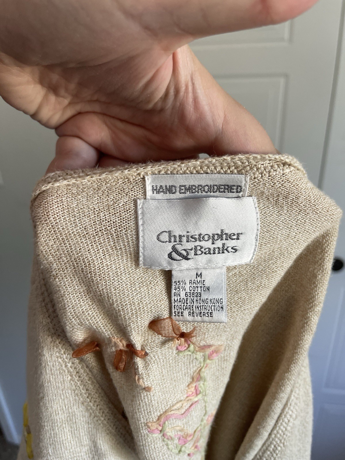 1990s/2000s Christopher and Banks Cardigan and Dress Embroidered Flowers, Bugs
