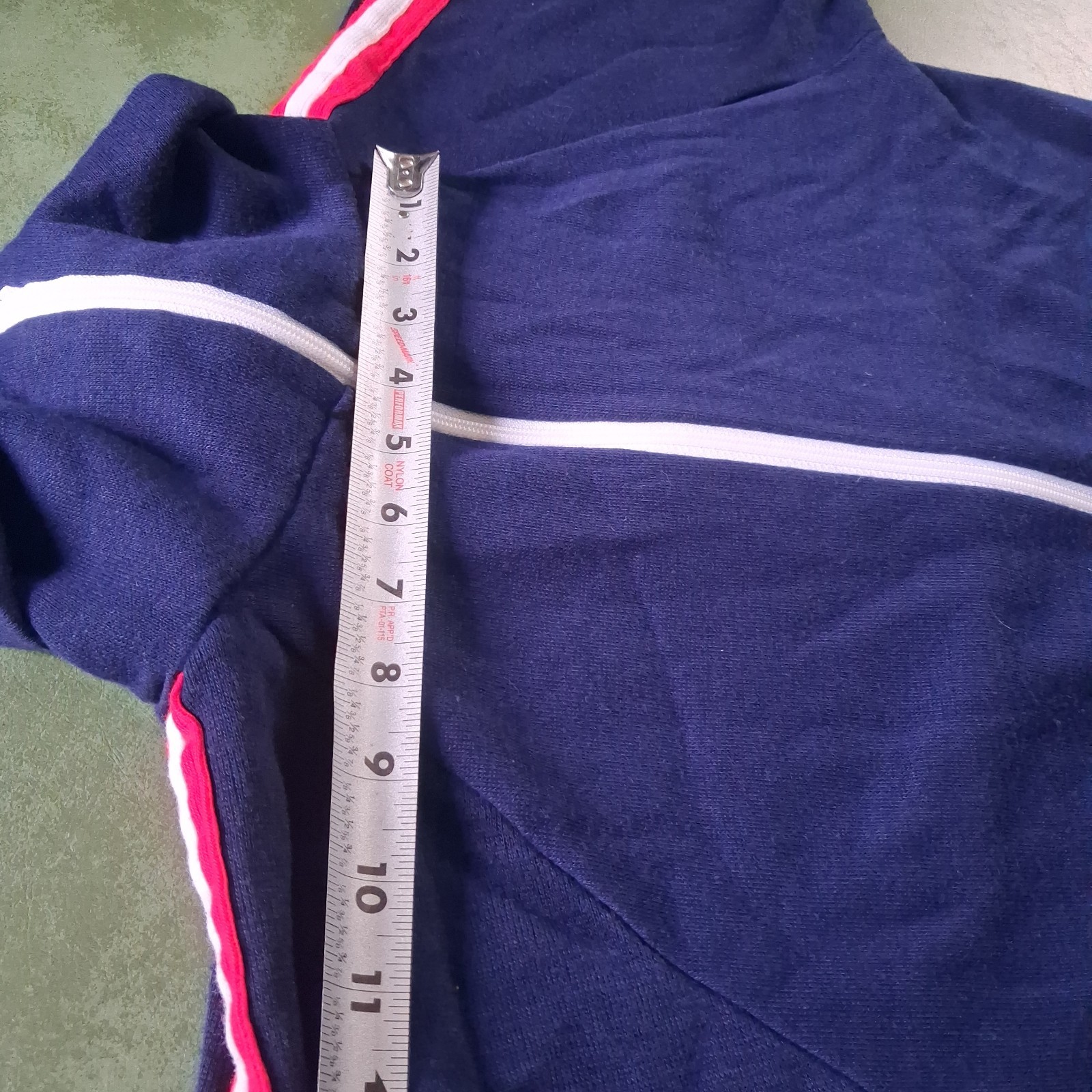 Vintage 70s 80s Track Jacket Small Navy Blue Red White Stripe Creslan Acrylic