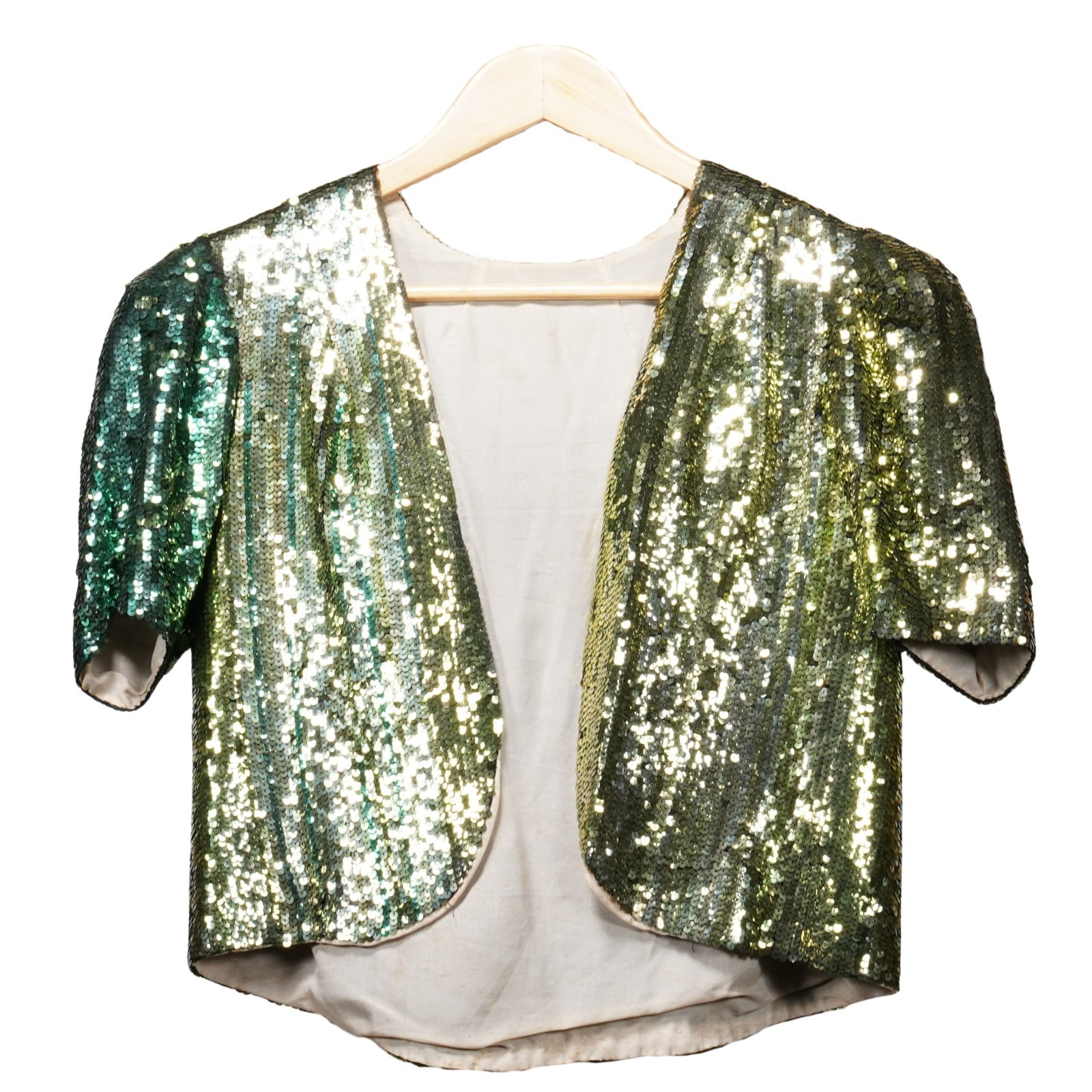 Gatsby Superb Quality Green 1930&rsquo;s Sequined Hand Made Evening Jacket NOW $100!!!