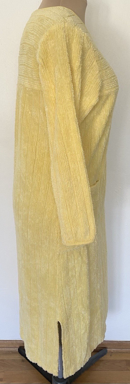 Vintage 80s Yellow Chenille Robe *Small* STAN HERMAN Yellow Terry Caftan