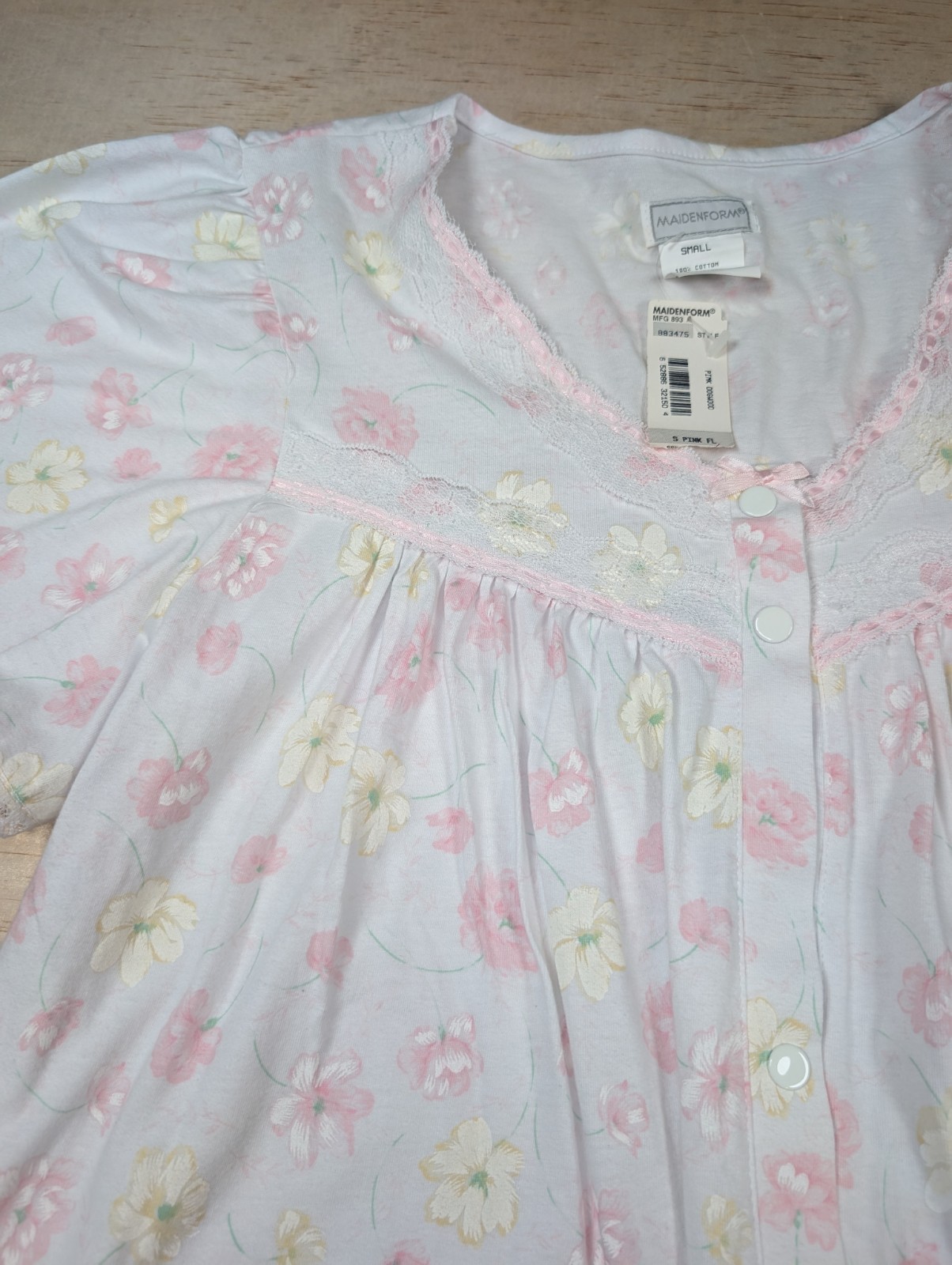 Vintage NWT Maidenform Nightgown Pink Dogwood Size Small 100% Cotton