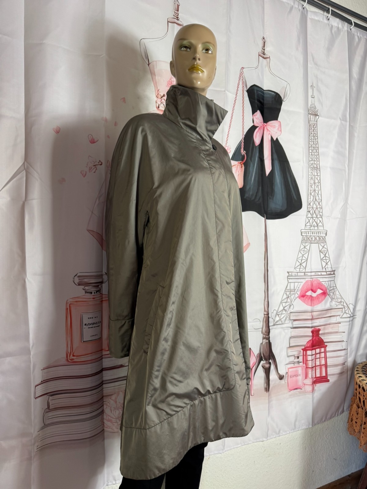 Marc Cain Collection Metallic Nylon Coat 42 44 46 Avant Garde Cocoon Tech Luxury