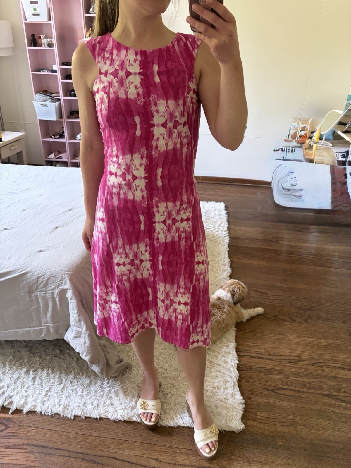 VERSUS Versace Vintage Pink Knee Length Summer Sun Dress Size Small