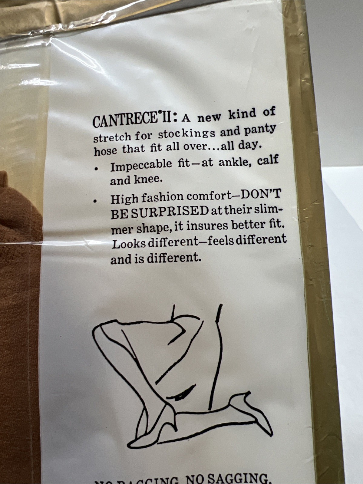 100% Nylon Seamless Sheer Cantrece II Stockings Size 9 1/2-10 Amber Beige. VTG