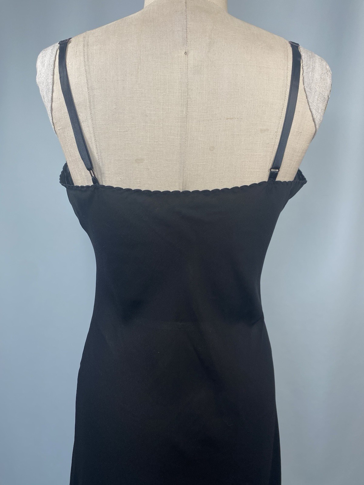 Vintage Full Slip SIZE MEDIUM black bias georgette classic sheer long goth sexy